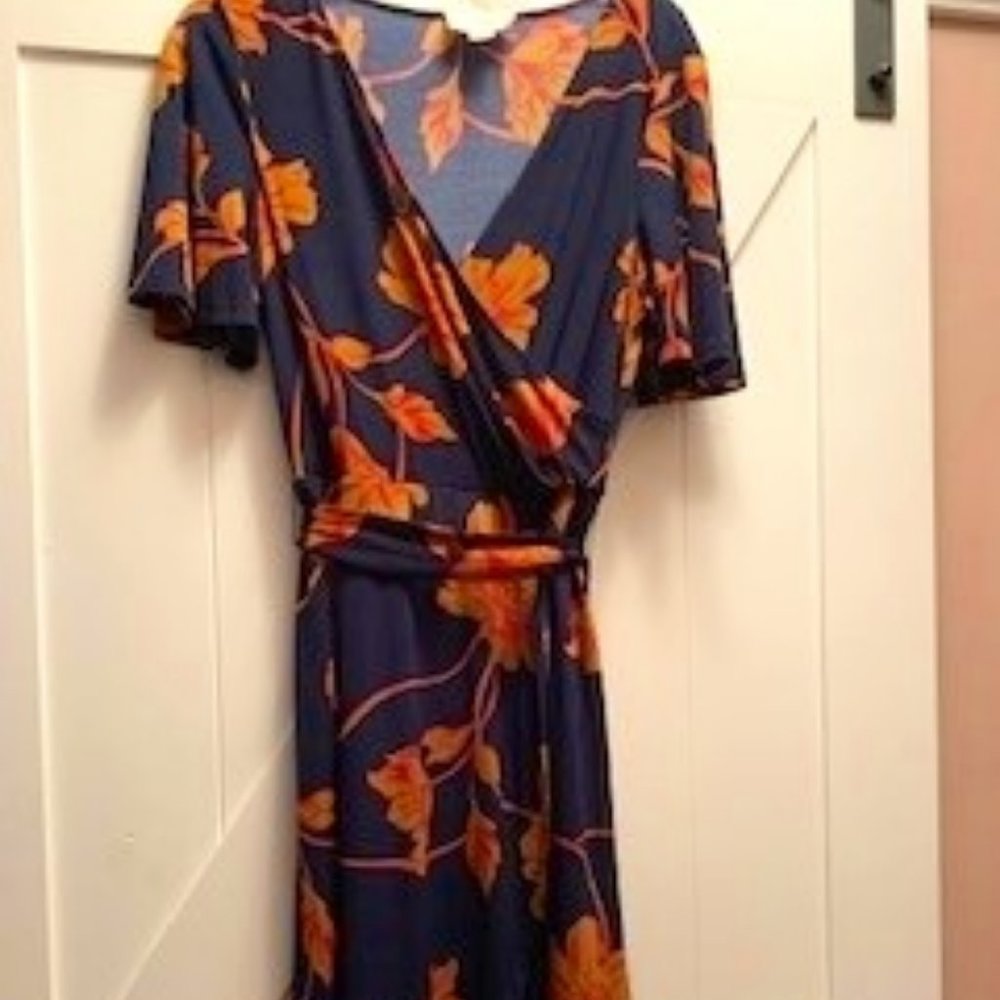 Donna Morgan wrap dress, blue floral